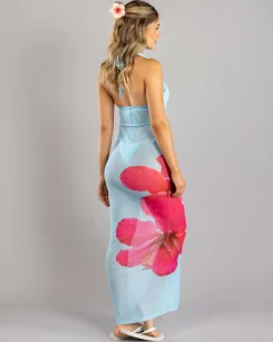 Beach Covers & Overswim*Kaiami Paradise Mesh Long Cover Up Blue/pink