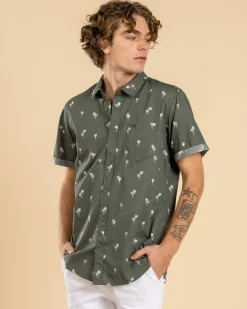 Tops & T-Shirts*Rip Curl Paradise Palms Short Sleeve Shirt Cactus Green