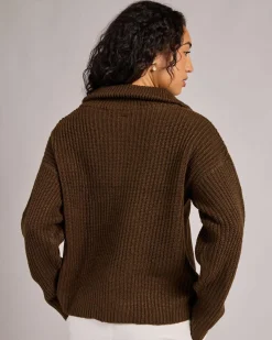 Knitwear|Jumpers & Hoodies*Pink Diamond Payton Half Zip Knit Jumper Choc