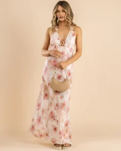 Linen Blend|Dresses*Mooloola Penelope Maxi Dress Pink Multi