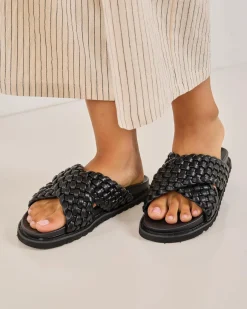 Sandals*Ava And Ever Phoebe Slide Sandals Black