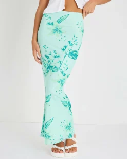 Bottoms*Ava And Ever Pia Maxi Skirt Green/green Floral