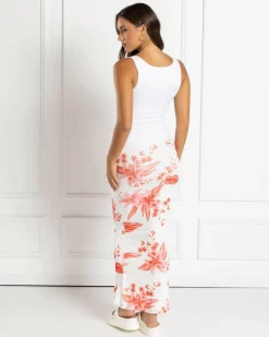 Bottoms*Ava And Ever Pia Maxi Skirt White/pink Floral
