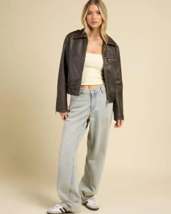 Best Pilot Faux Leather Bomber Jacket Women Jackets & Coats