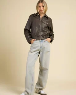 Best Pilot Faux Leather Bomber Jacket Women Jackets & Coats