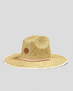 Headwear*Roxy Pina To My Colada Printed Panama Hat Oil Green Wild Flower Swim