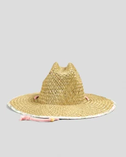 Headwear*Roxy Pina To My Colada Printed Panama Hat Oil Green Wild Flower Swim