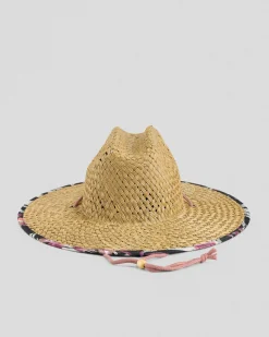 Headwear*Roxy Pina To My Colada Printed Panama Anthracite Wind Swept Floral