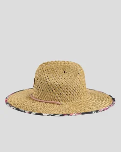 Headwear*Roxy Pina To My Colada Printed Panama Anthracite Wind Swept Floral