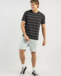 Tops & T-Shirts*Rip Curl Plain Stripe T-Shirt Washed Black