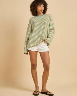 Tops*Du Soleil Poppi Stripe Long Sleeve Top Blue/yellow