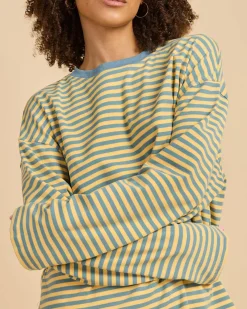 Tops*Du Soleil Poppi Stripe Long Sleeve Top Blue/yellow