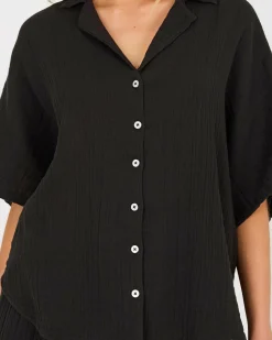 Sets|Tops*Rip Curl Premium Surf Short Sleeve Shirt Black