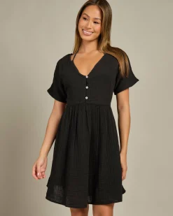 Dresses*Rip Curl Premium Surf Short Sleeve Dress Black