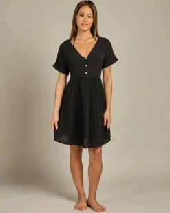 Dresses*Rip Curl Premium Surf Short Sleeve Dress Black