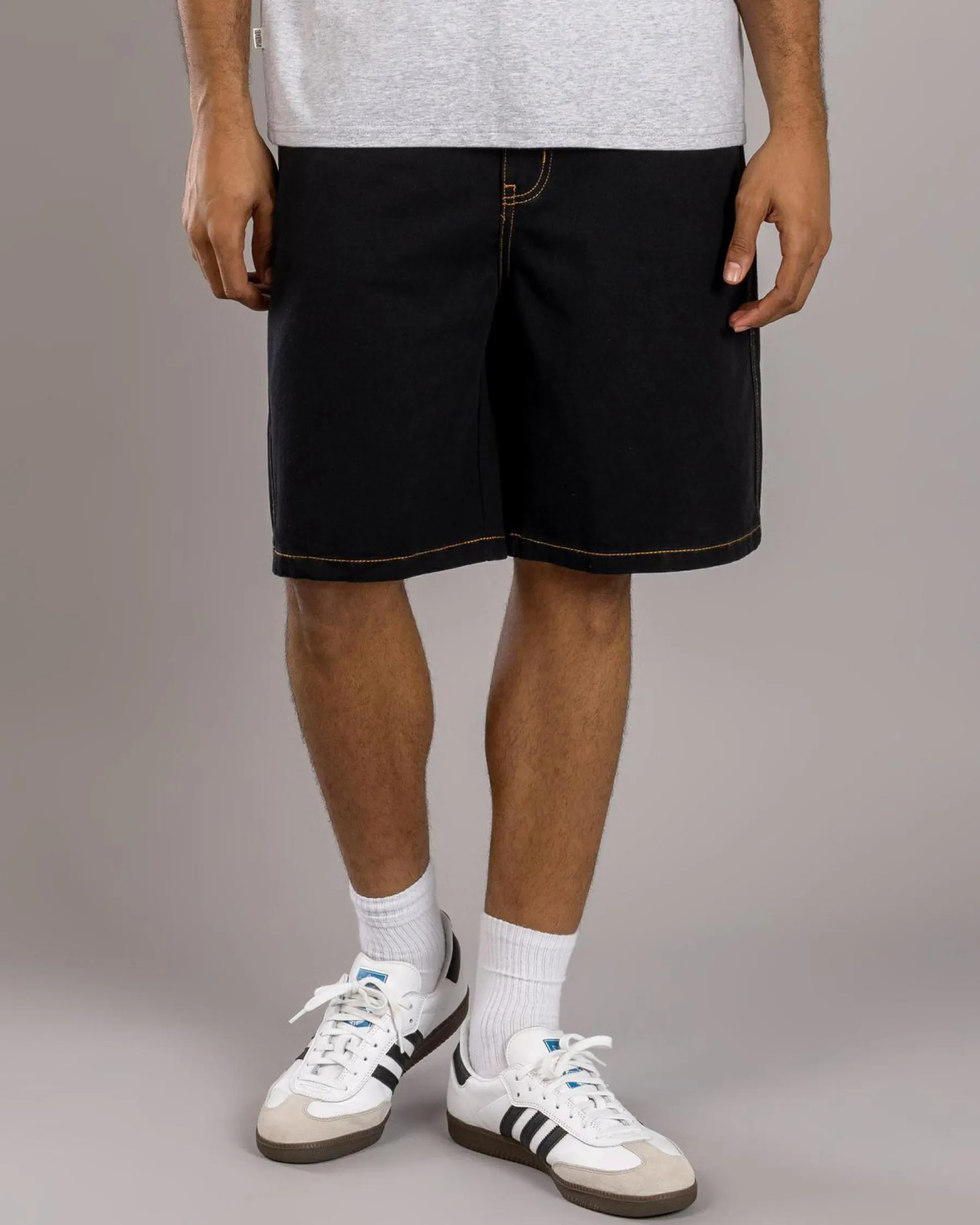 Denim|Shorts & Bottoms*S-Double Print Denim Standard Shorts Double Dye Black