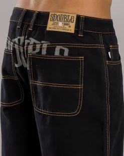 Denim|Shorts & Bottoms*S-Double Print Denim Standard Shorts Double Dye Black