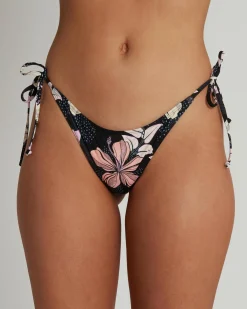 Bikinis*Roxy PT Beach Classic Tie Side Bikini Bottom Anthracite Sunny Floral Swim