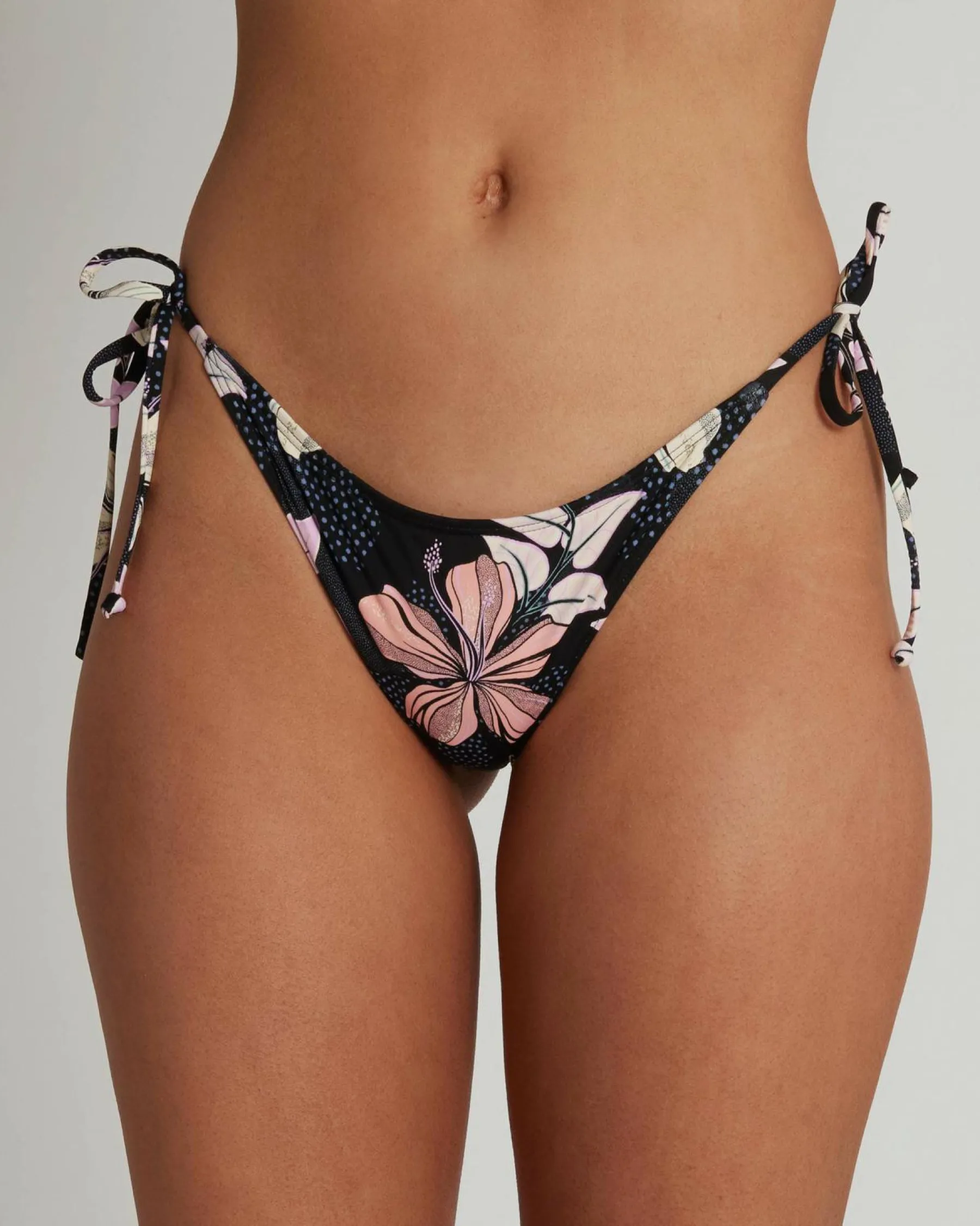 Bikinis*Roxy PT Beach Classic Tie Side Bikini Bottom Anthracite Sunny Floral Swim