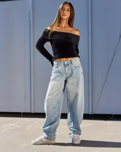 Denim|Bottoms*DESU Queens Baggy Jeans Blasted Mid Blue