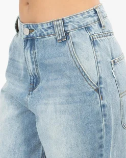 Denim|Bottoms*DESU Queens Baggy Jeans Blasted Mid Blue