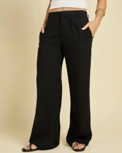 Sets|Linen Blend*Mooloola Quin Vanessa Pants Black