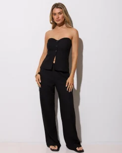 Linen Blend|Tops*Mooloola Quin Vanessa Vest Black