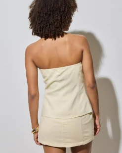 Linen Blend|Tops*Mooloola Quin Vanessa Vest Butter