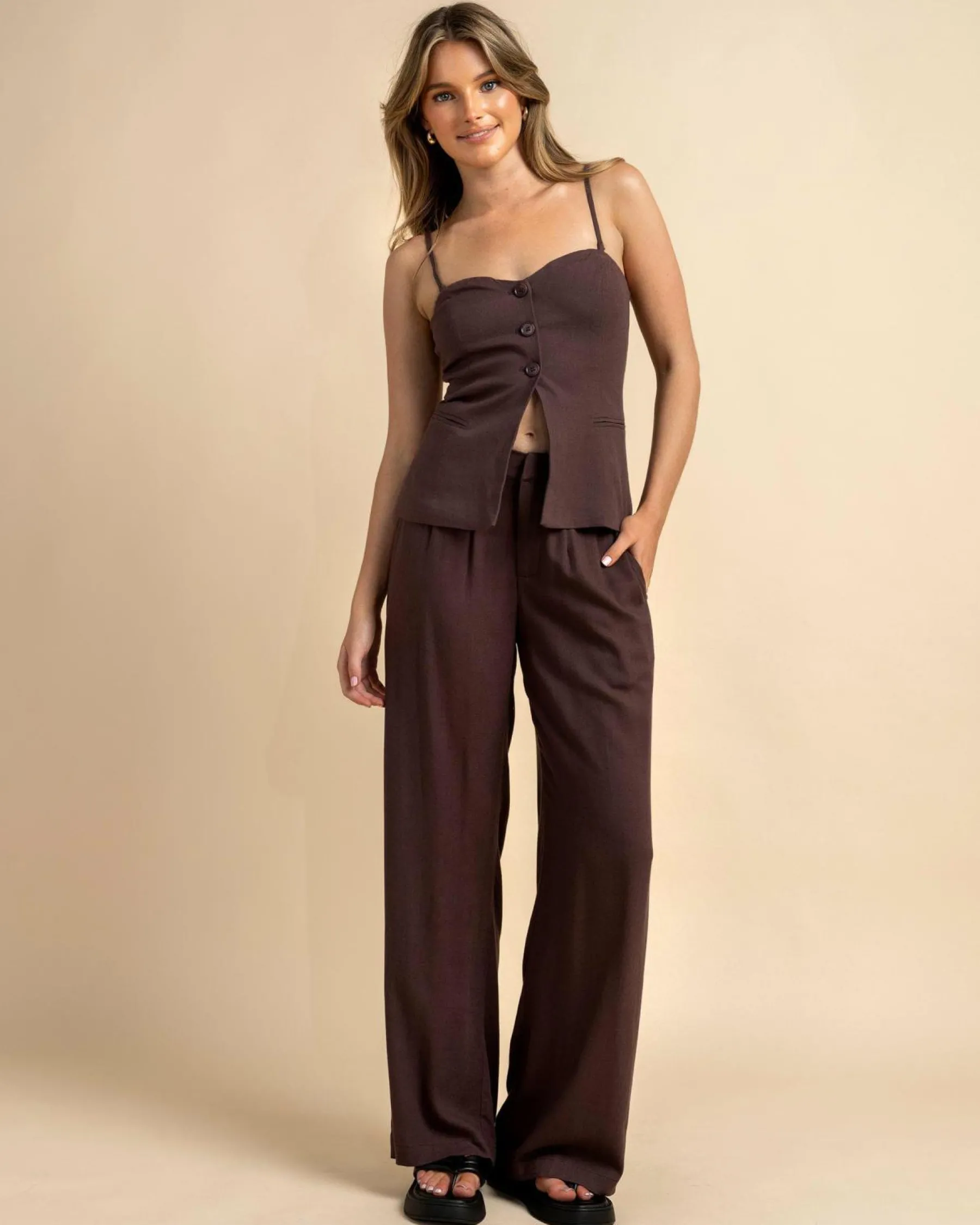 New Quin Vanessa Vest Women Linen Blend|Tops