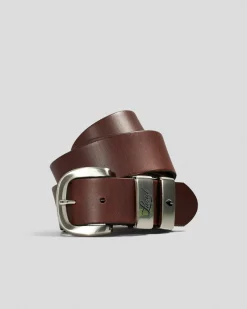 Belts*Lucid Rancher Leather Belt Brown/brushed Silver