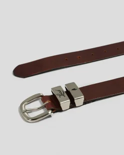 Belts*Lucid Rancher Leather Belt Brown/brushed Silver