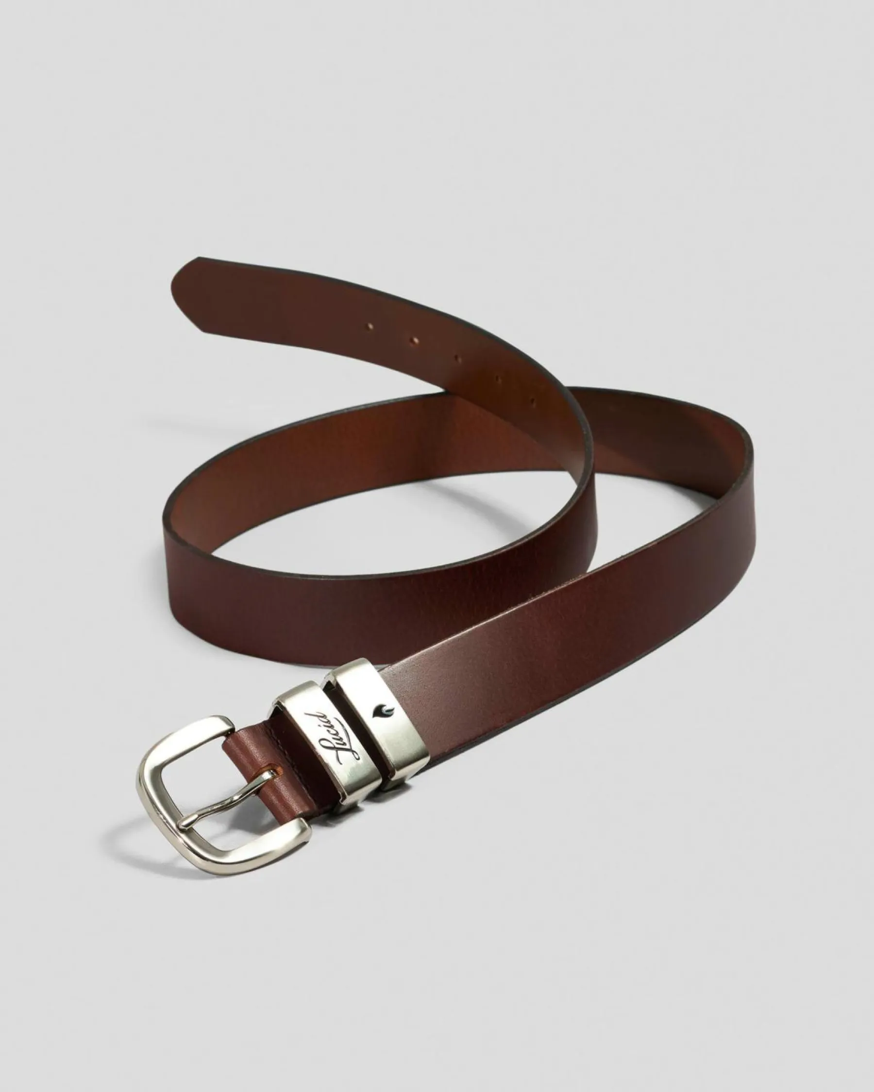 Belts*Lucid Rancher Leather Belt Brown/brushed Silver