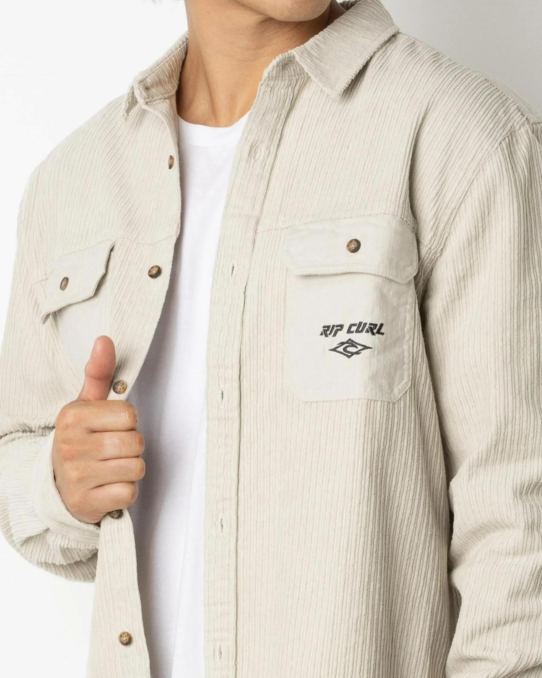 Tops & T-Shirts*Rip Curl Raw Energy Cord Long Sleeve Shirt Bone