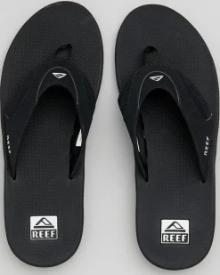 Slides*Reef Fanning Thongs Black/silver