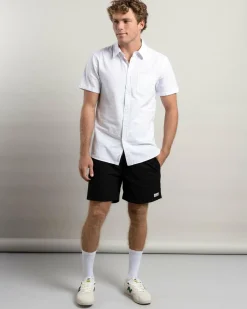 Shorts & Bottoms|Linen Blend*Lucid Refined Elastic Waist Shorts Black