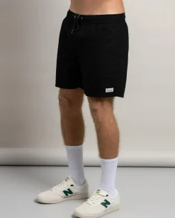 Shorts & Bottoms|Linen Blend*Lucid Refined Elastic Waist Shorts Black