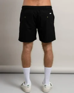 Shorts & Bottoms|Linen Blend*Lucid Refined Elastic Waist Shorts Black
