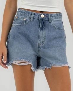Hot Reign Mid Denim Shorts Women Denim|Bottoms