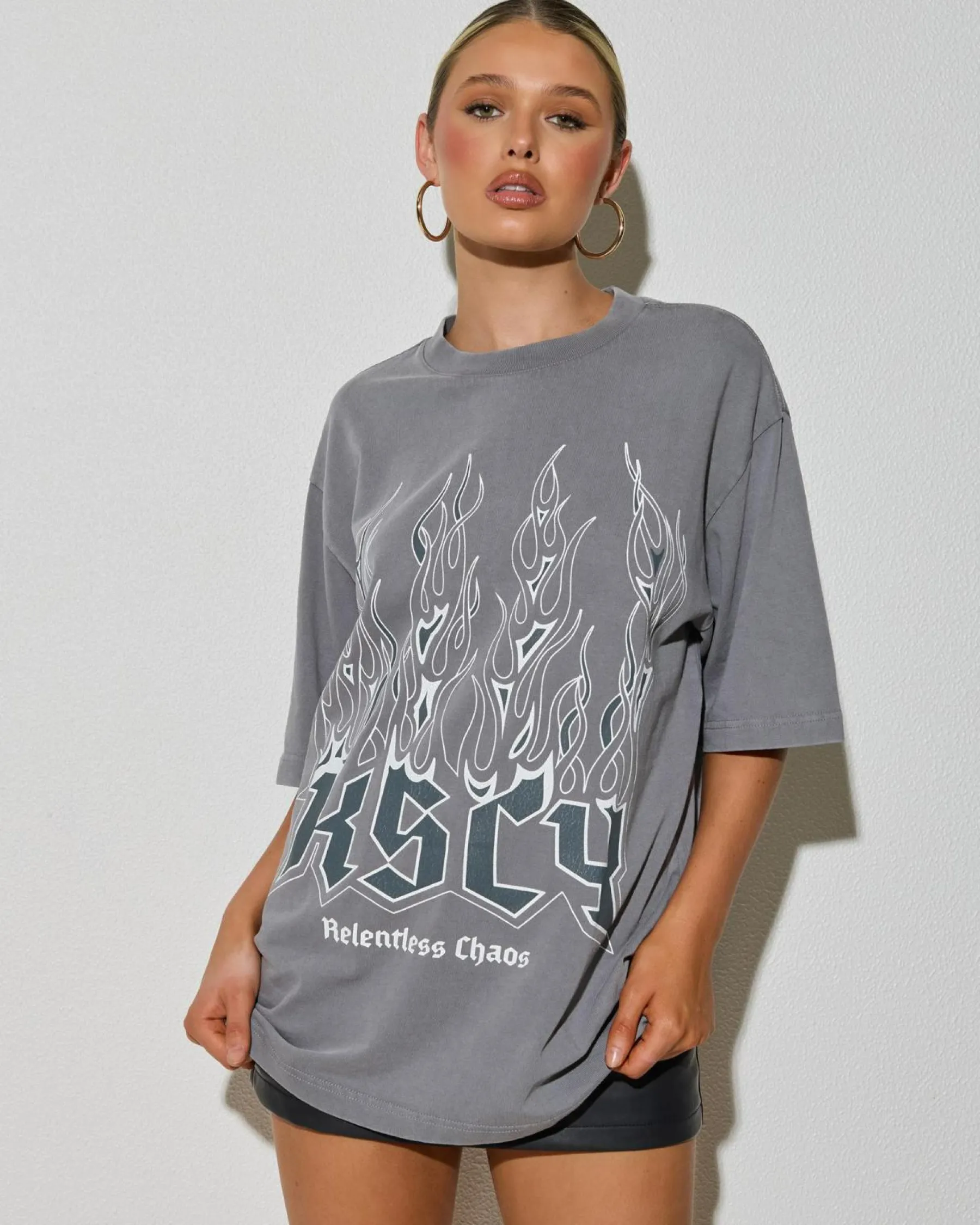 Tops*Kiss Chacey Relentless Oversized T-Shirt Mineral Smoke