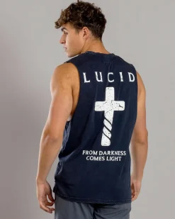 Tops & T-Shirts*Lucid Reliquary Muscle Tank Navy Acid