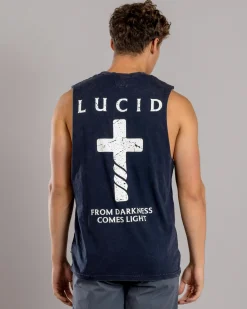Tops & T-Shirts*Lucid Reliquary Muscle Tank Navy Acid