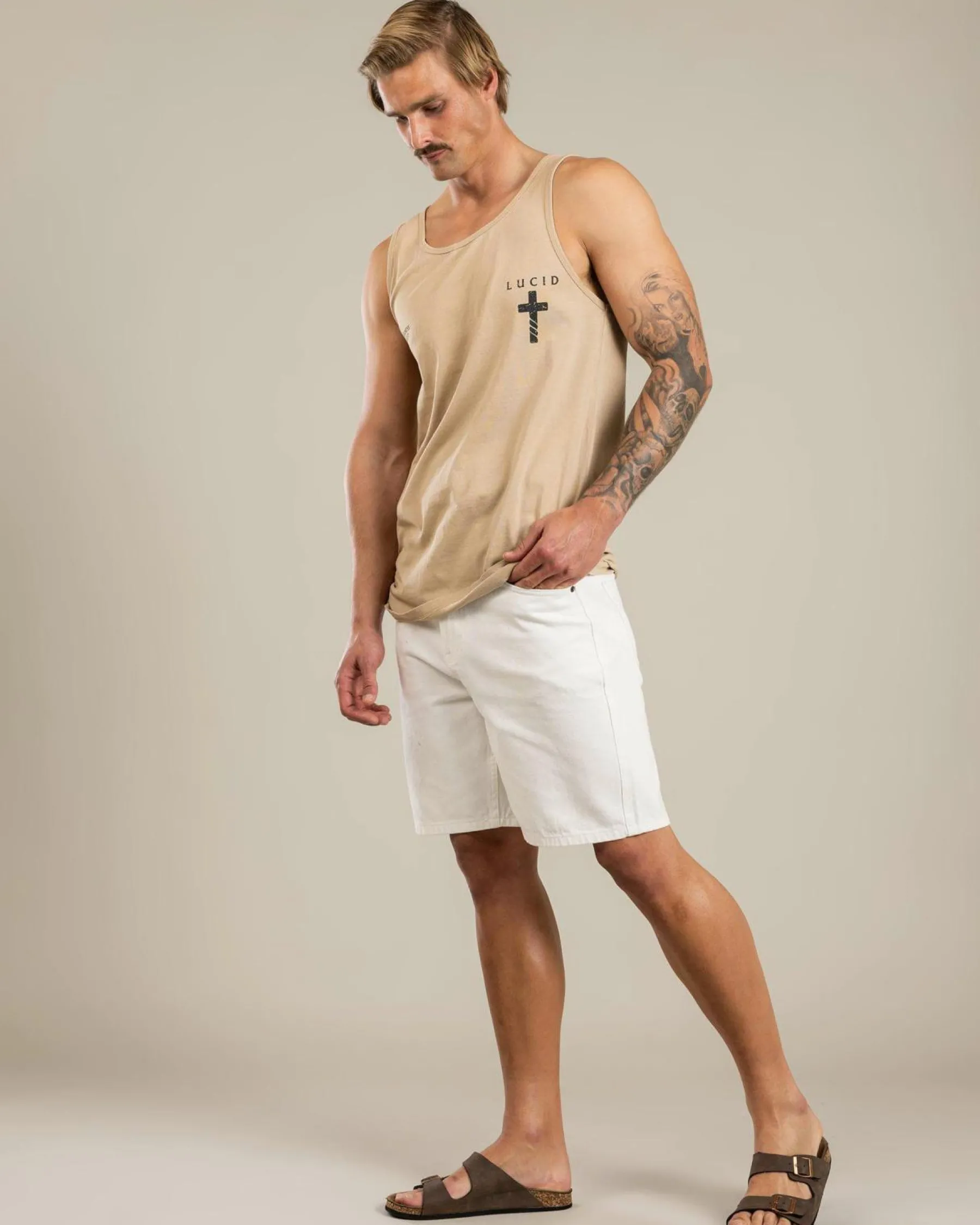 Tops & T-Shirts*Lucid Reliquary Singlet Sand Acid