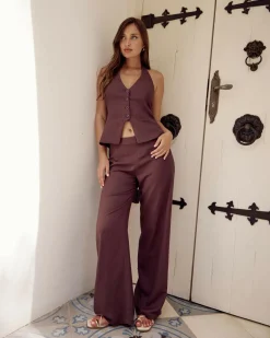 Sets|Linen Blend*Mooloola Remi Hawaii Vest Top Espresso