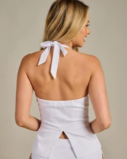 Sets|Linen Blend*Mooloola Remi Hawaii Vest Top White