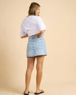 Denim|Bottoms*Wrangler Repair Mini Skirt Blue Tour