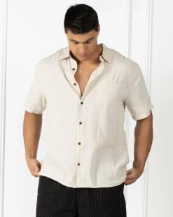 Tops & T-Shirts|Linen Blend*Billabong Ricardo Short Sleeve Shirt Stone
