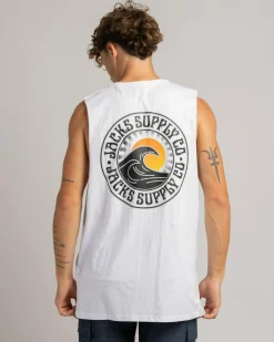 Tops & T-Shirts*Jacks Rising Sun Muscle Tank White
