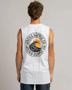 Tops & T-Shirts*Jacks Rising Sun Muscle Tank White
