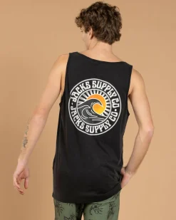 Tops & T-Shirts*Jacks Rising Sun Singlet Black Acid
