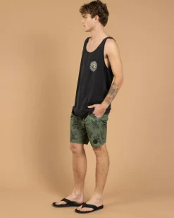 Tops & T-Shirts*Jacks Rising Sun Singlet Black Acid